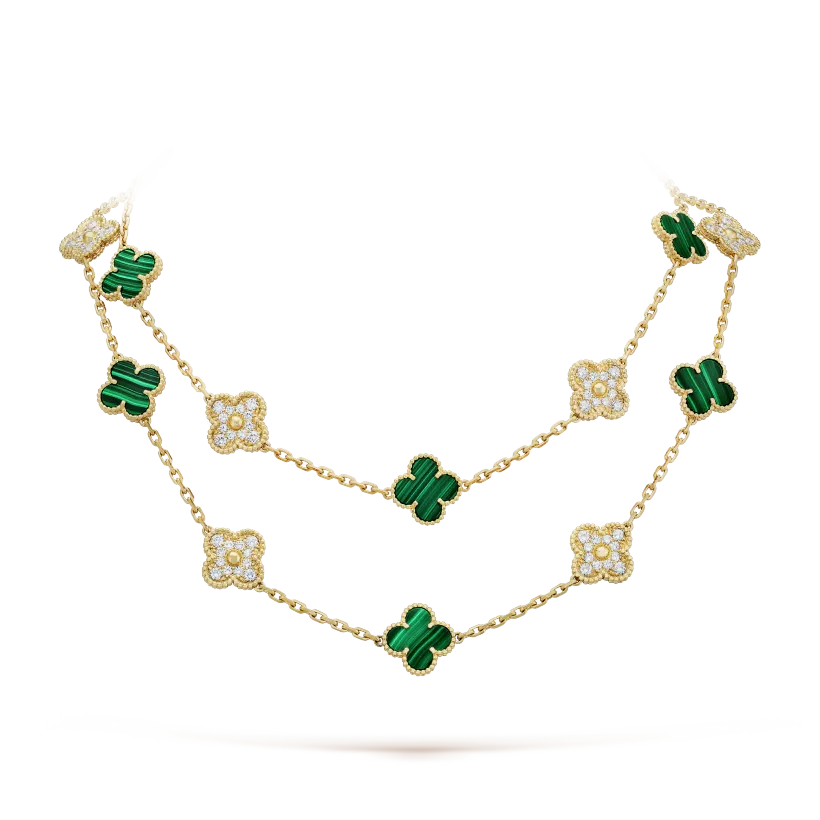 Vintage Alhambra Long Necklace, 20 Charms