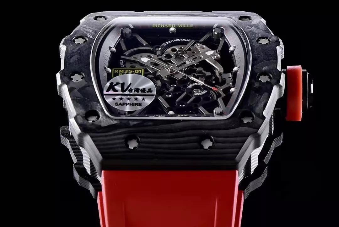 RM 35-01 Black Bezel Red Markers Red Rubber Strap KV RUML3