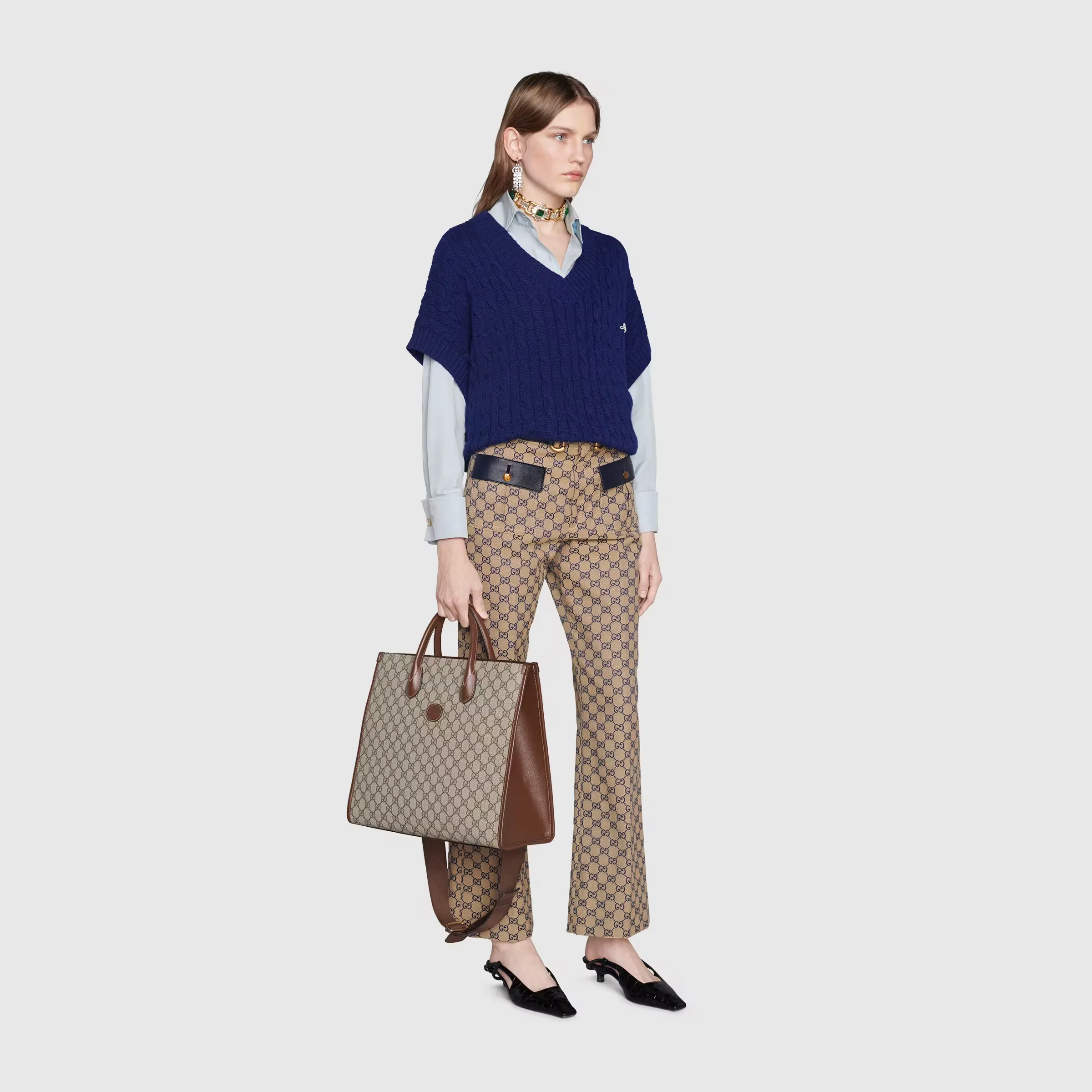 Medium tote with Interlocking G