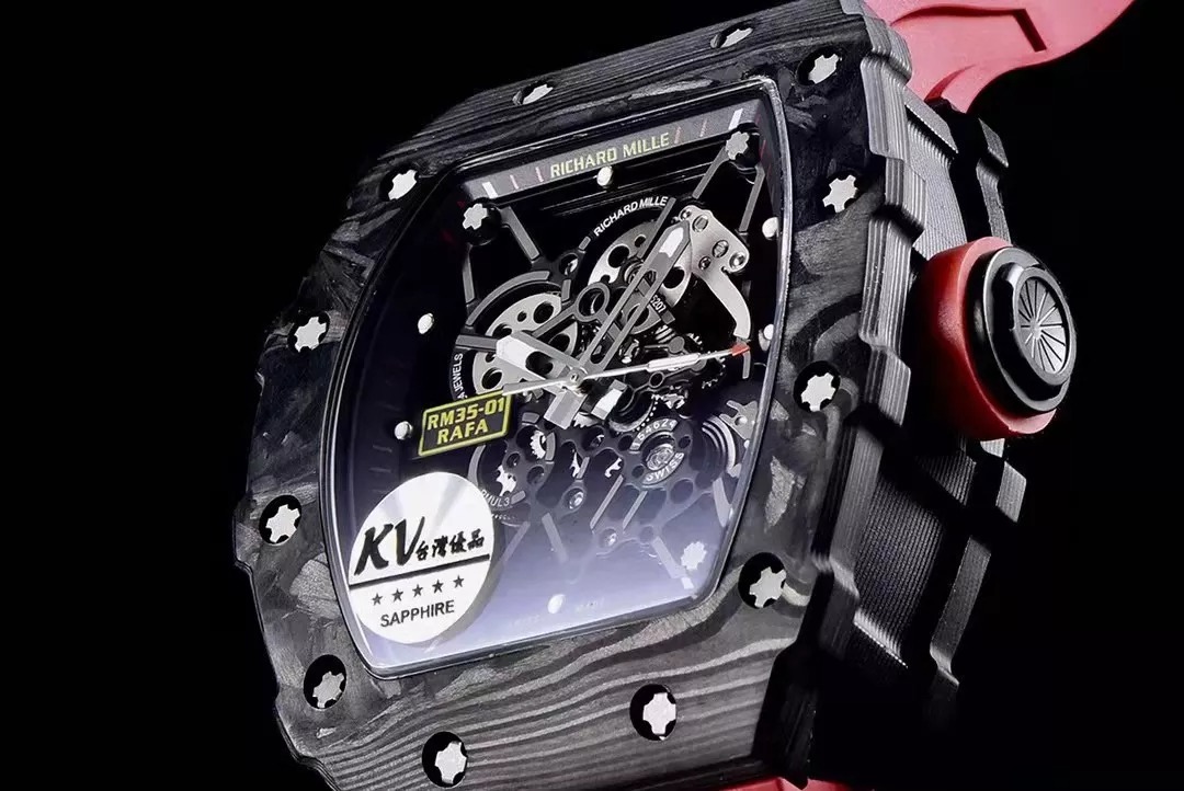 RM 35-01 Black Bezel Red Markers Red Rubber Strap KV RUML3