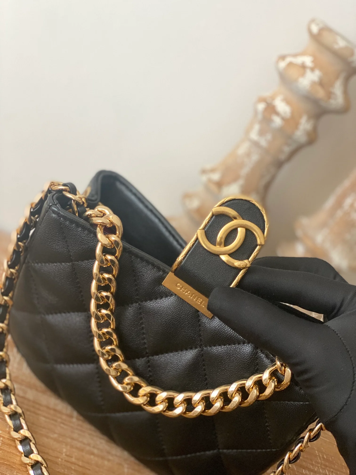 Chanel Small Hobo Bag Gold Hardware Black For Women, Women’s Handbags, Shoulder Bags 7.5in/19cm