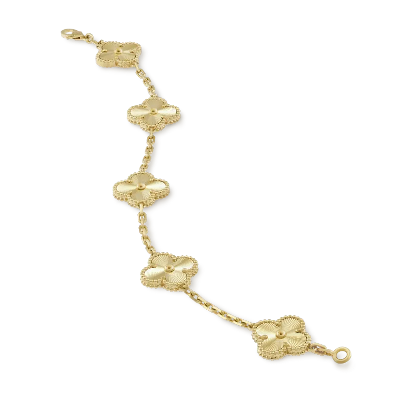 Vintage Alhambra bracelet, 5 four-leaf lucky totems