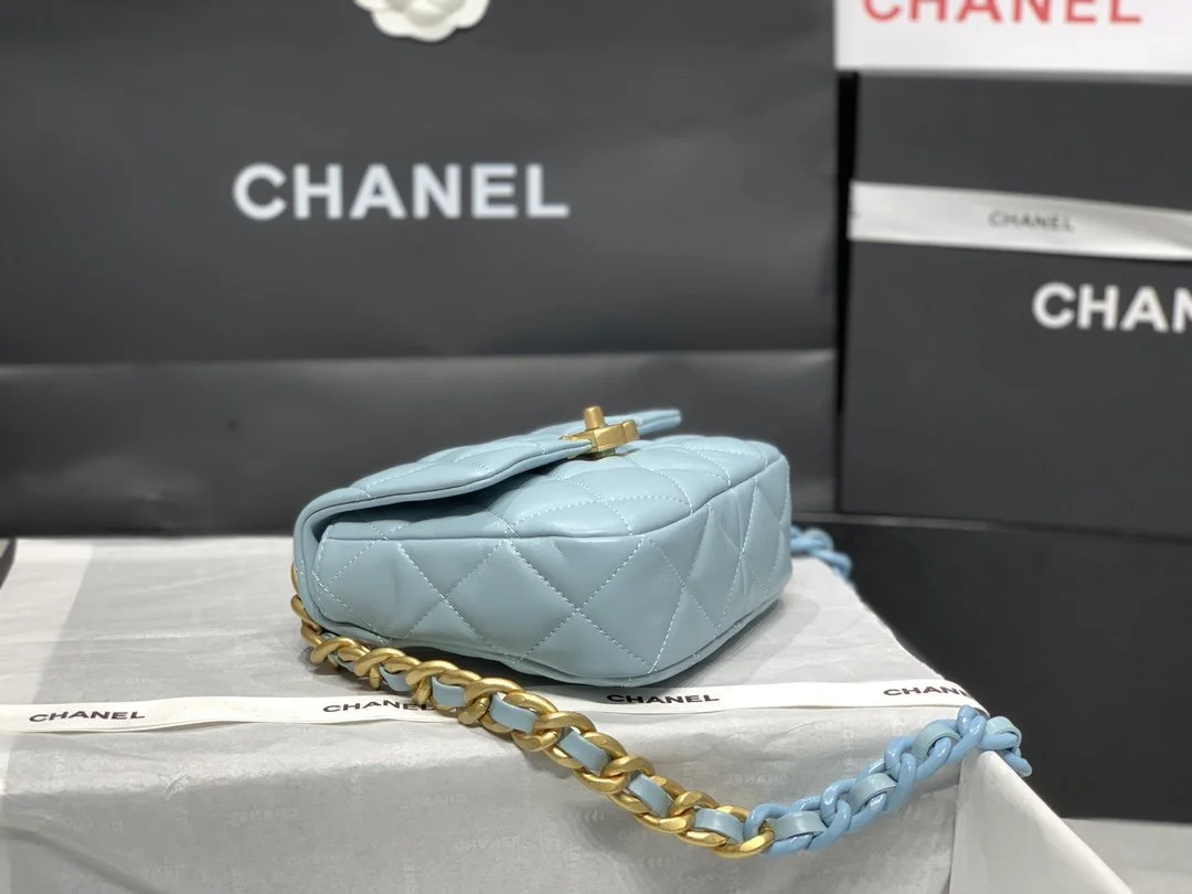 Chanel Mini Flap Bag Gold-Tone Metal Blue Bag For Women 13cm/5in