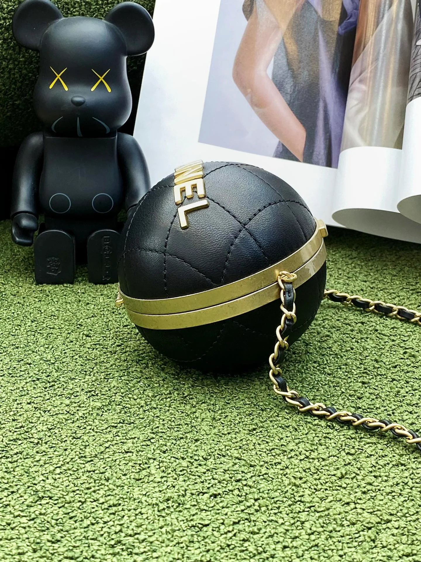 Chanel Ball Bag Black and Gold Chain Bag For Women 8cm/3.15in