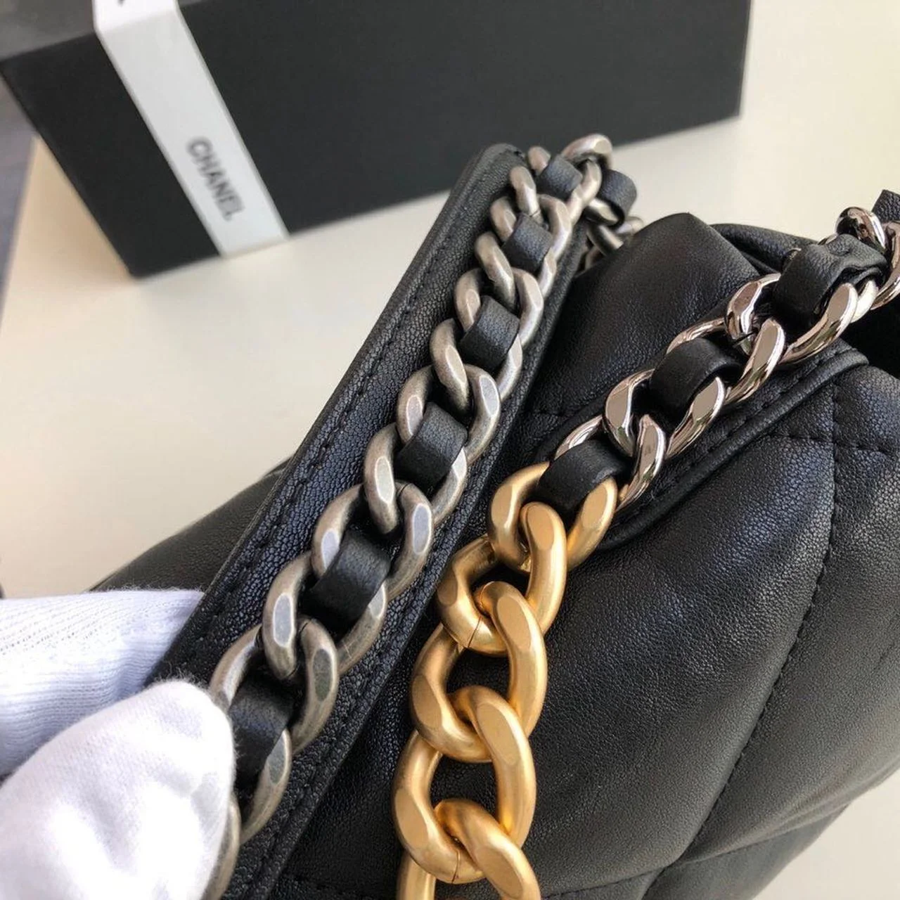 Chanel 19 HandBag Black For Women 10.1in/26cm AS1160