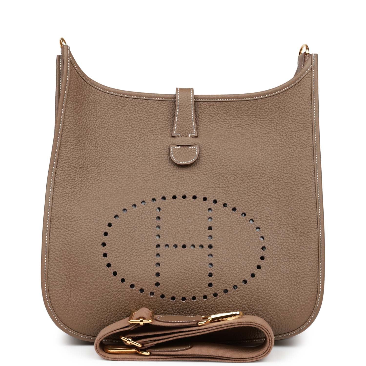 Hermes Evelyne III GM Etoupe Clemence Gold Hardware