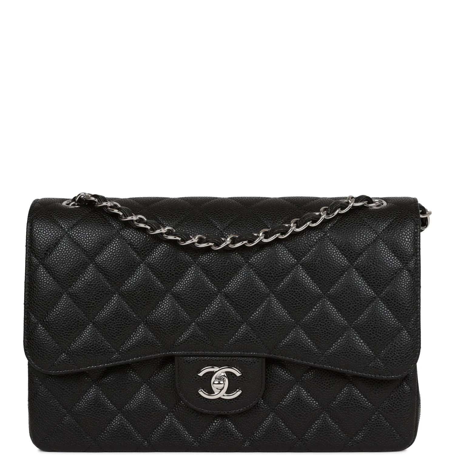 Jumbo Classic Double Flap Bag Black Caviar Silver Hardware