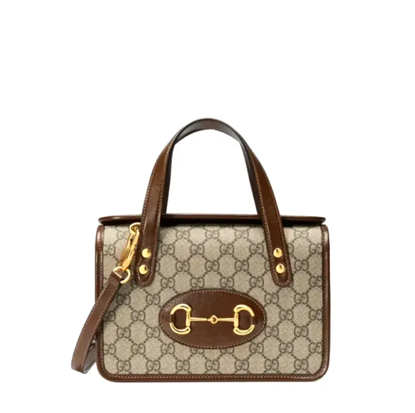 Horsebit 1955 leather-trimmed printed coated-canvas shoulder bag