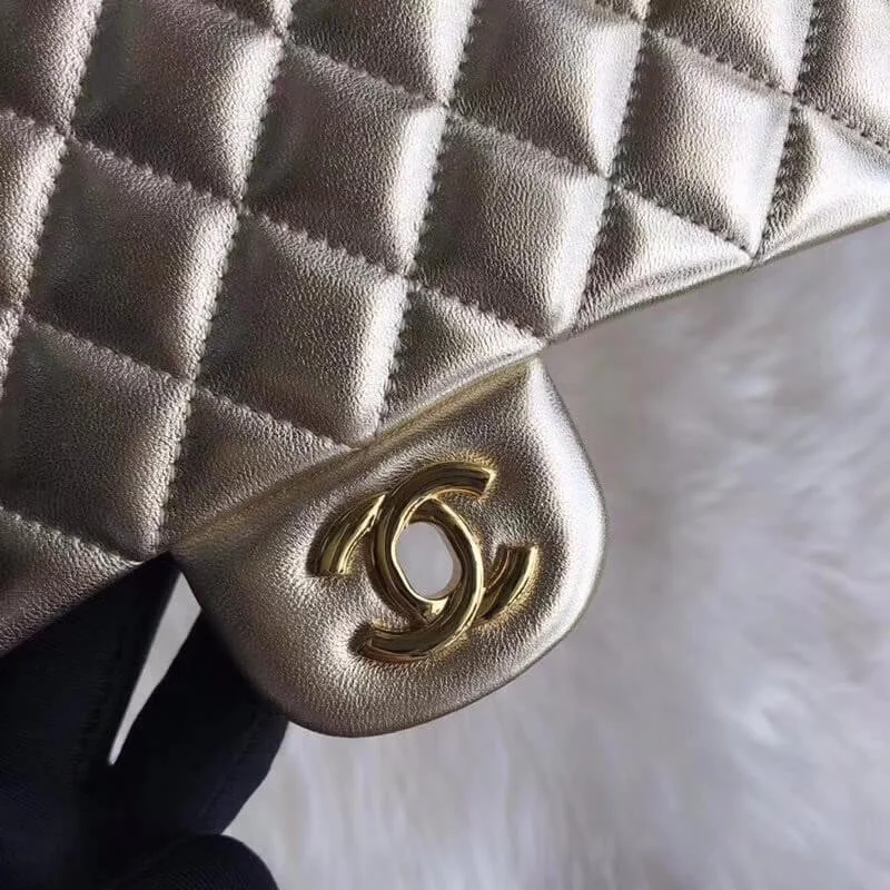 Chanel 1112 Gold Medium Size 2.55 Lambskin Leather Flap Bag