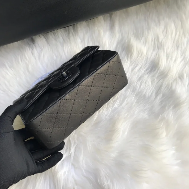 Chanel Lambskin 20Cm Class-Flap Bag 1116 Black