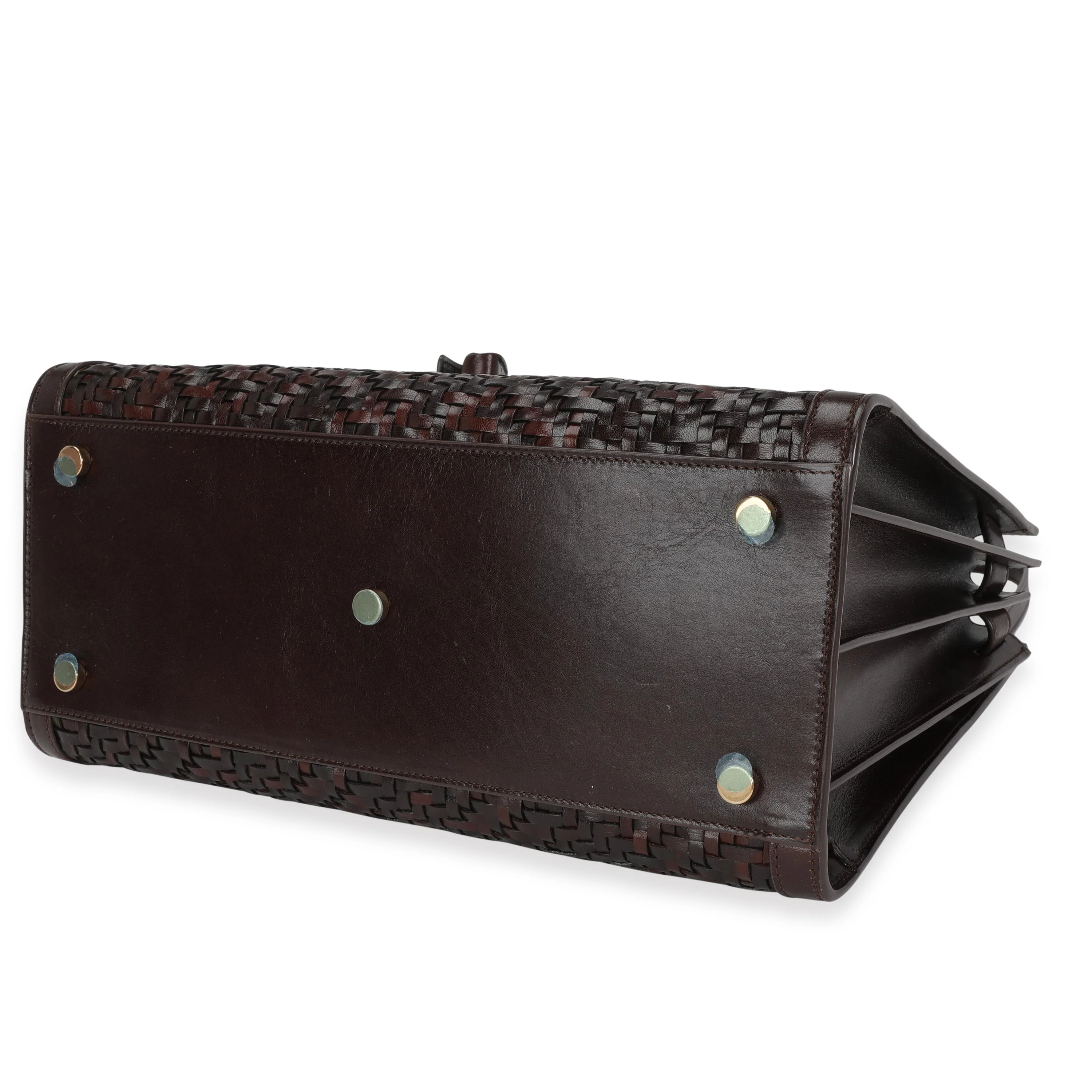 Saint Laurent Brown Woven Leather Small Sac De Jour