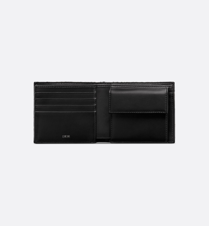 Compact Wallet Black Oblique Jacquard