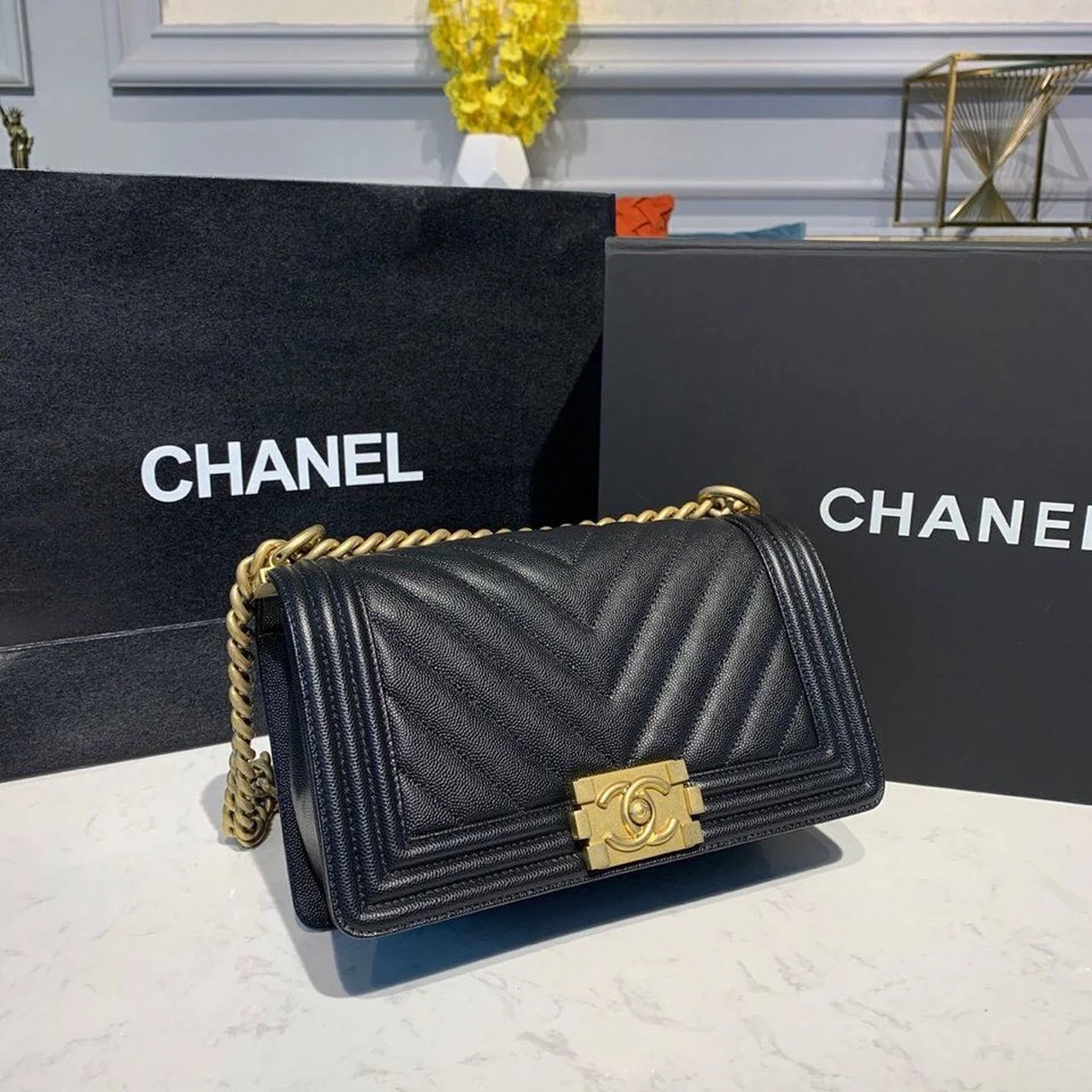 Chanel Boy HandBag Black For Women, Women’s Bags, Shoulder And Crossbody Bags 9.8in/25cm A67086