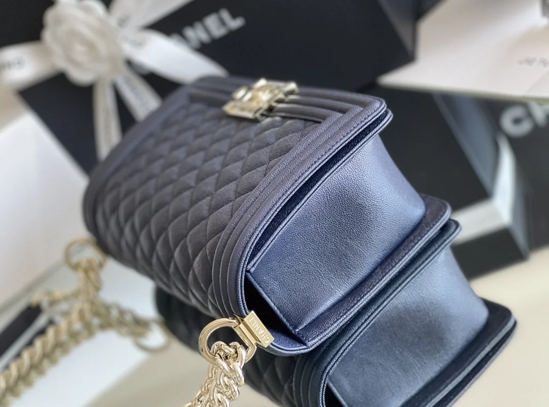 Chanel Medium Boy Handbag Dark Blue For Women 9.8in/25cm A67086