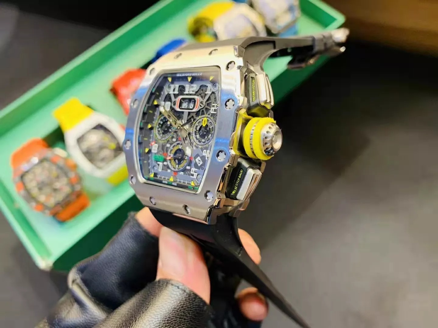 RM 11-03 Skeleton Dial White Bezel Black Rubber Strap ZY 7750