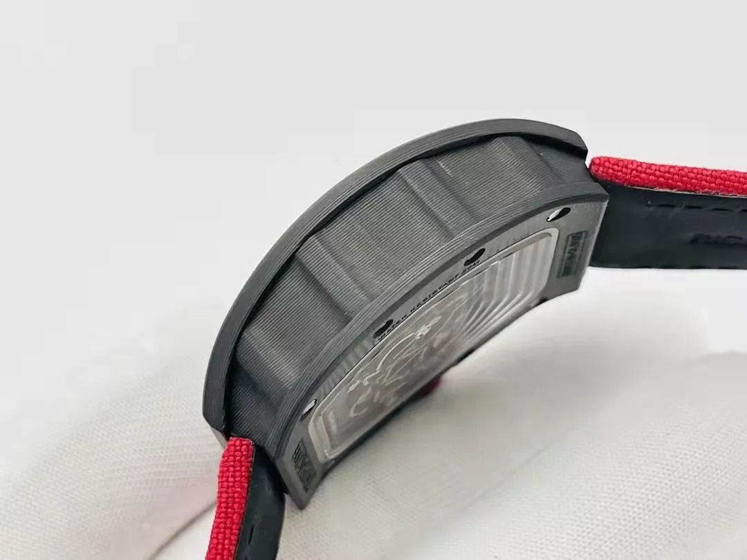 RM055 Skeleton Dial Black Bezel Red Canvas Strap RMS RMUL2