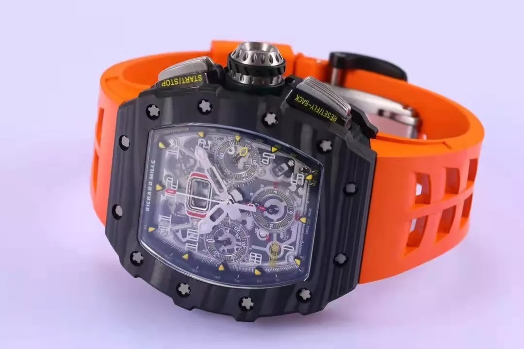 RM 11-03 Skeleton Dial Black Bezel Orange Rubber Strap KV 7750