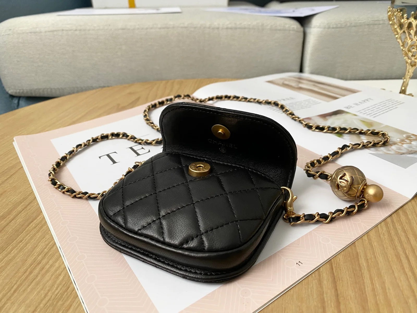 Chanel Mini 1889 Unblocked Metal Ball Black Bag For Women 9cm/3.5in