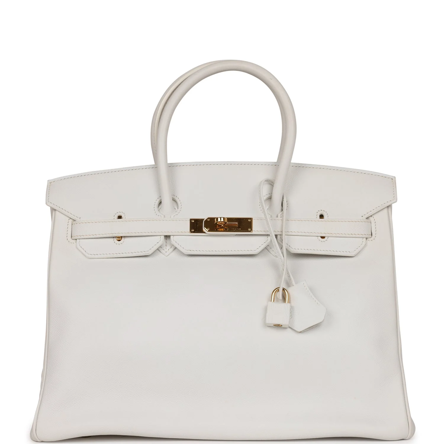 Pre-owned Hermes Birkin 35 White Epsom Gold Hardware