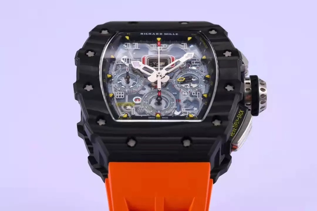 RM 11-03 Skeleton Dial Black Bezel Orange Rubber Strap KV 7750