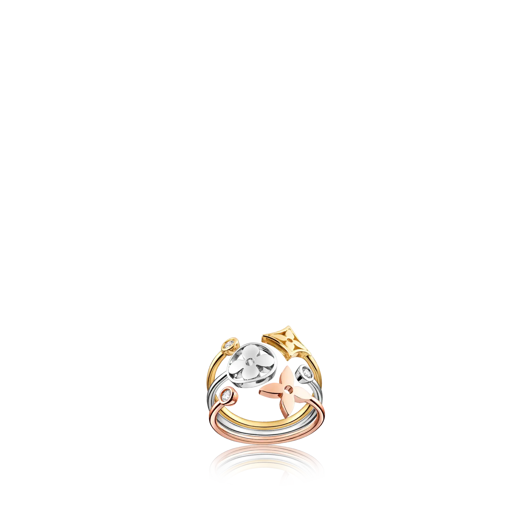 Idylle Blossom tri-tone gold and diamond ring