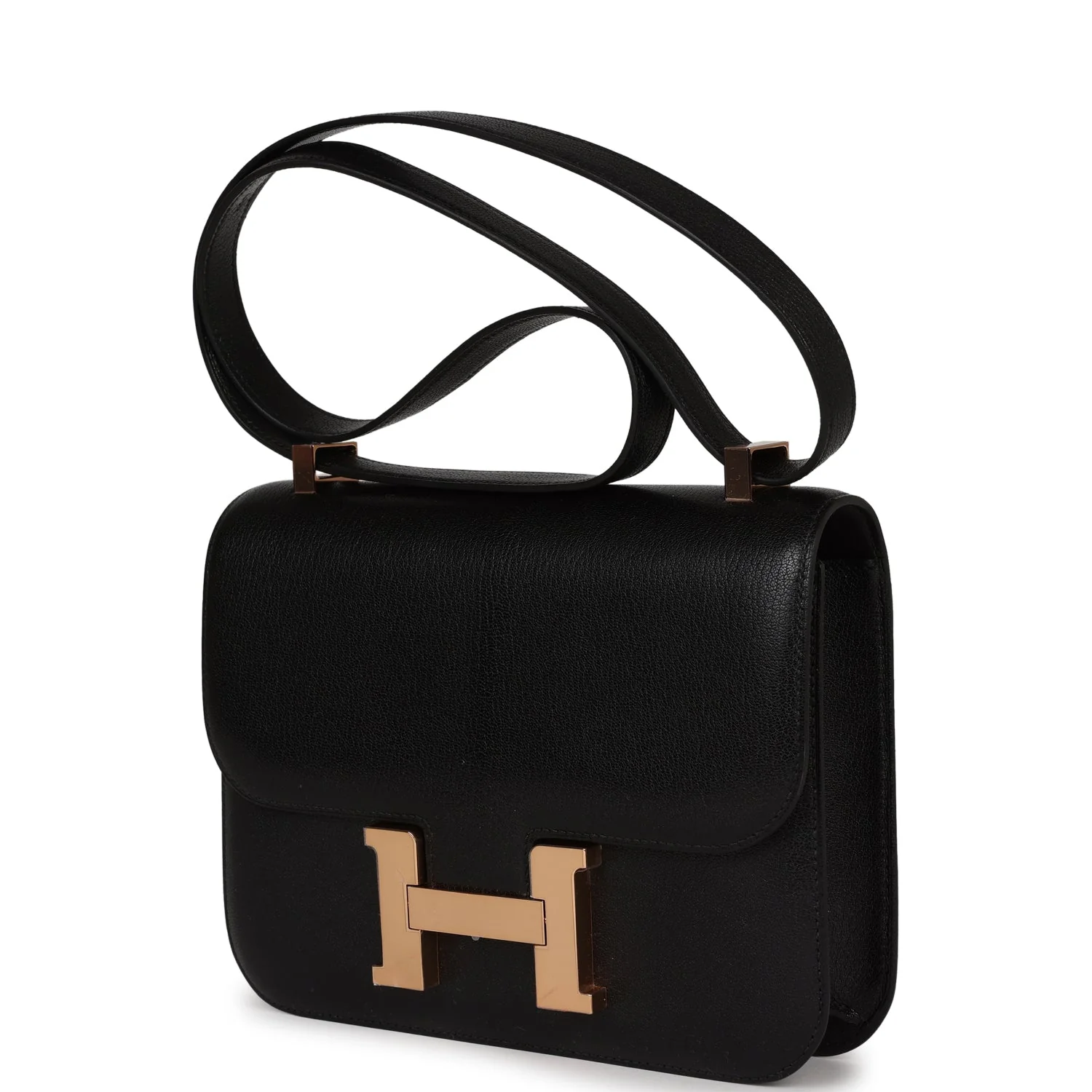 Hermes Constance 1-24 Black Chevre Chamkila Rose Gold Hardware