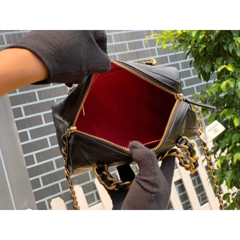 Chanel Shiny Lambskin Small Bowling Bag As1899
