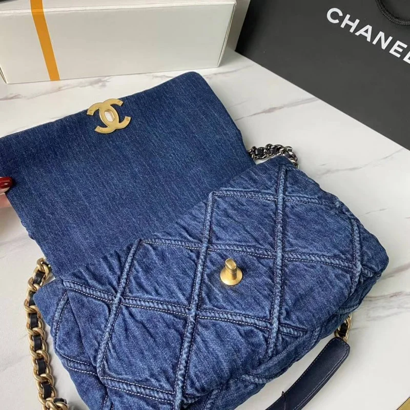 Chanel 19 Large Flap Bag As1161 Denim