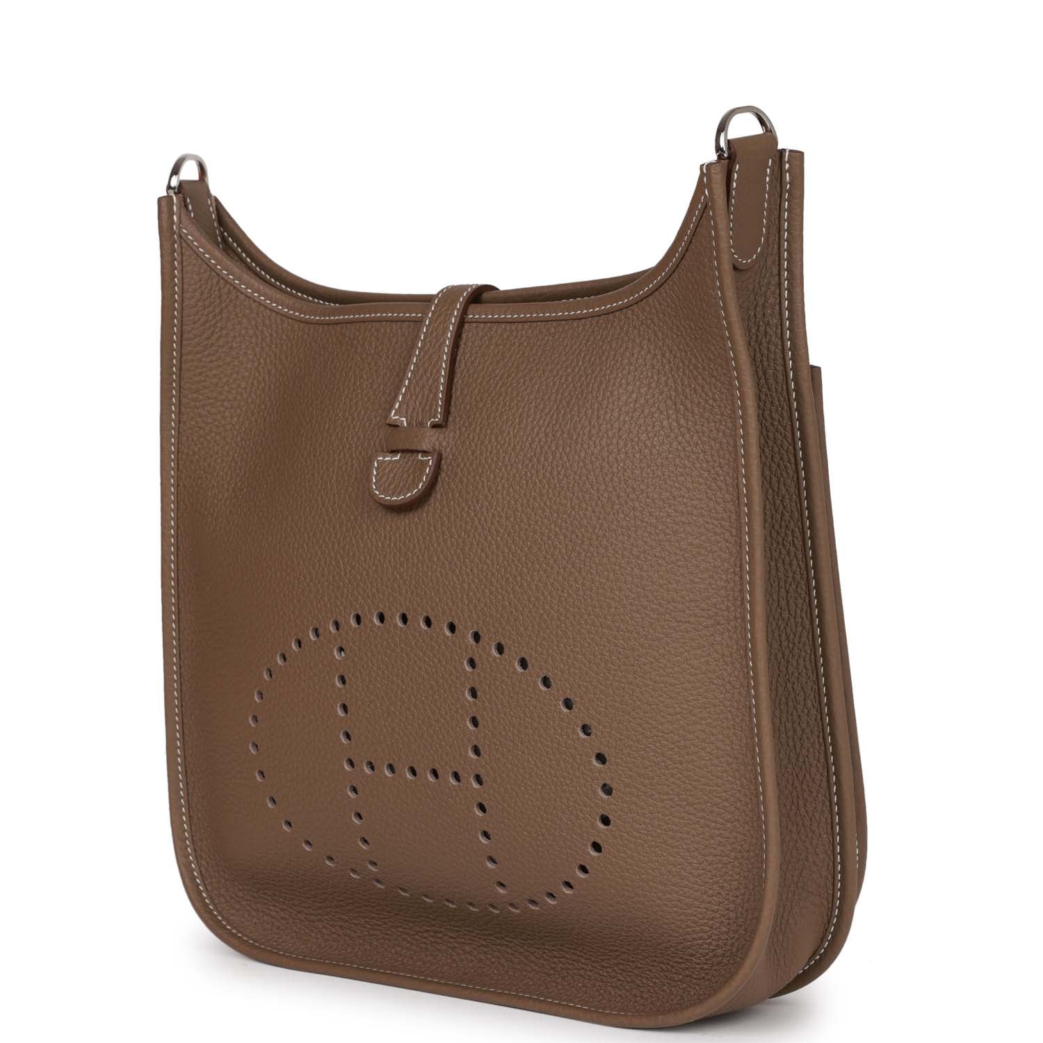 Pre-owned Hermes Evelyne III PM Etoupe Clemence Palladium Hardware