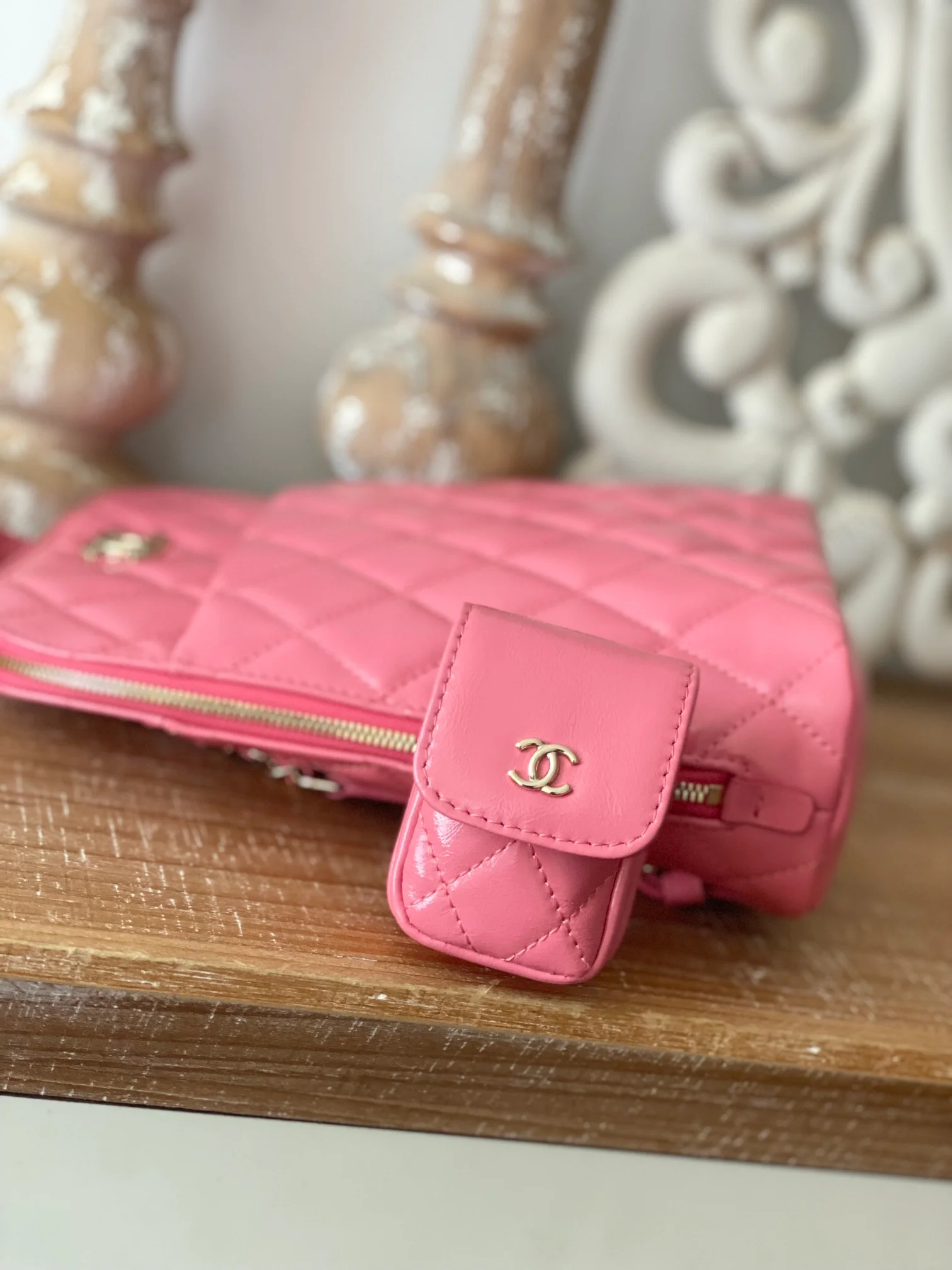 Chanel Rucksack Backpack Pink Bag For Women 21cm/8in