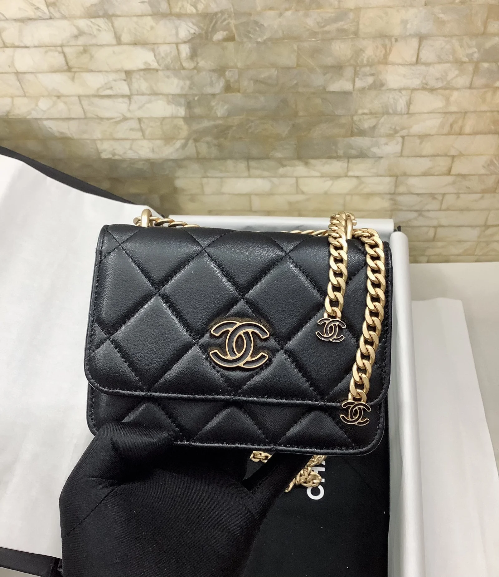 Chanel Spring And Summer 22C Black For Women, Women’s Bags 6.1in/15.5cm