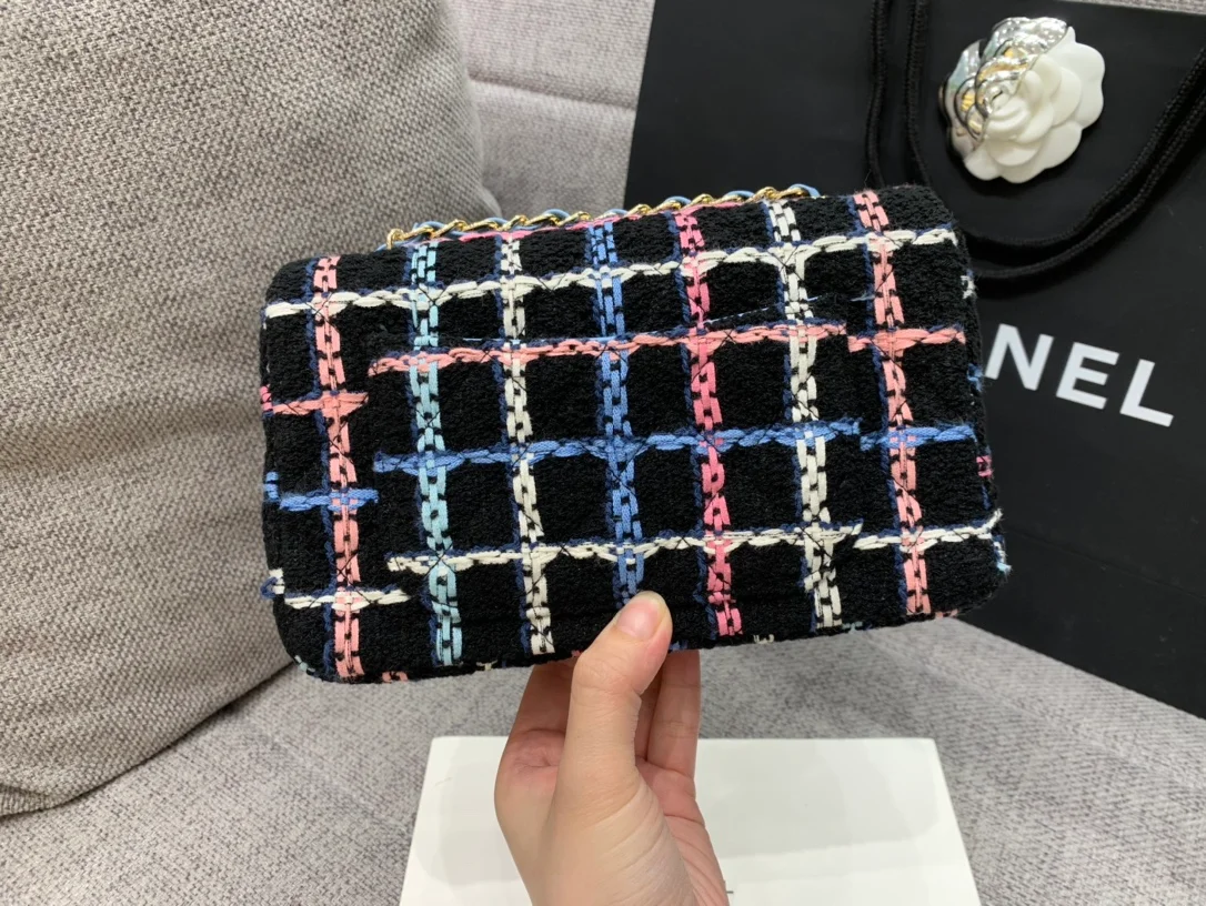 Chanel Navy Sparkle Tweed Classic Mini Rectangular Flap Bag For Women 20cm/7.5in