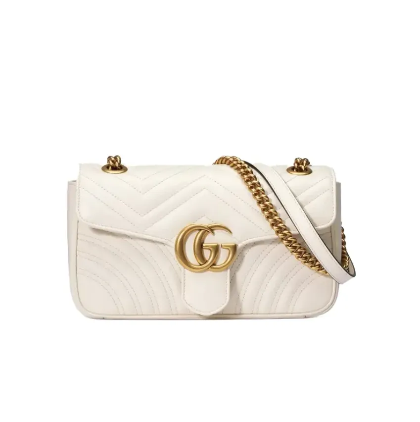 G Marmont Small White Matelass Shoulder Bag