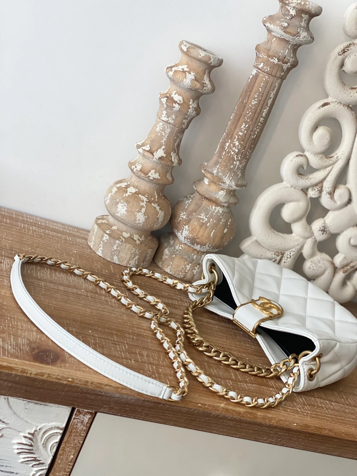 Chanel Small Hobo Bag Gold Hardware White For Women, Women’s Handbags, Shoulder Bags 7.5in/19cm