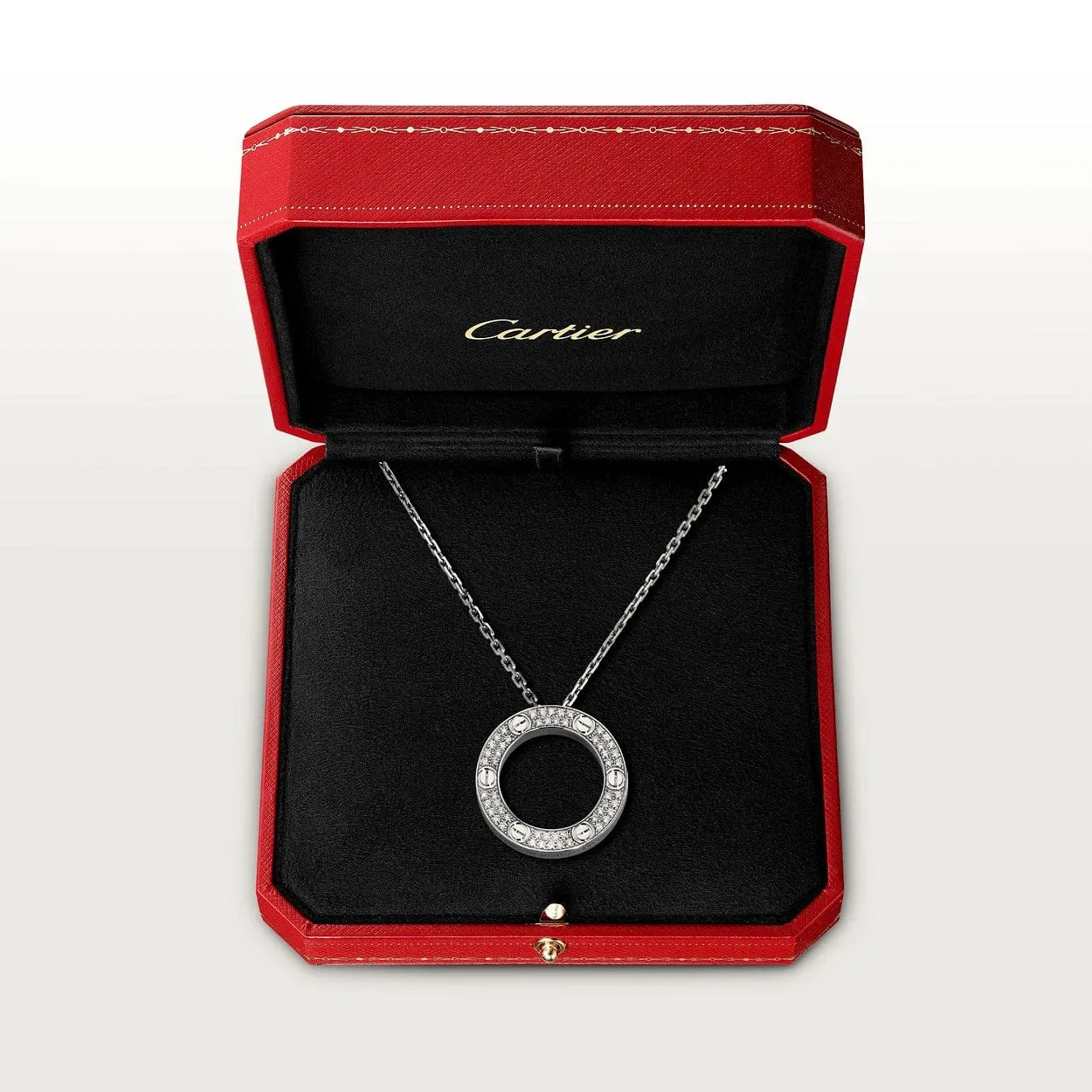 car Screw Love Necklace With Diamond Paved