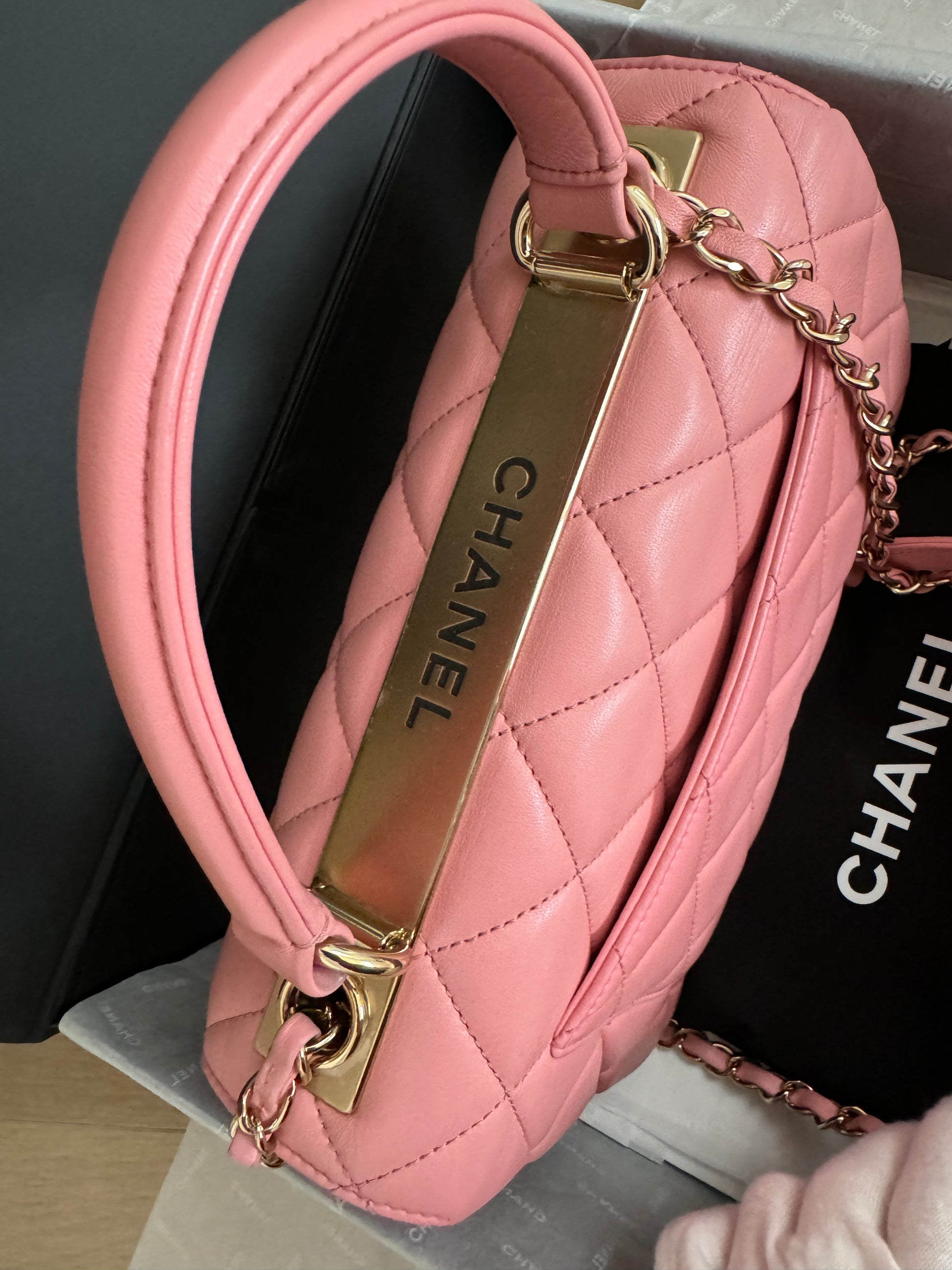 CHANEL TRENDY SMALL BABY PINK LAMBSKIN GHW