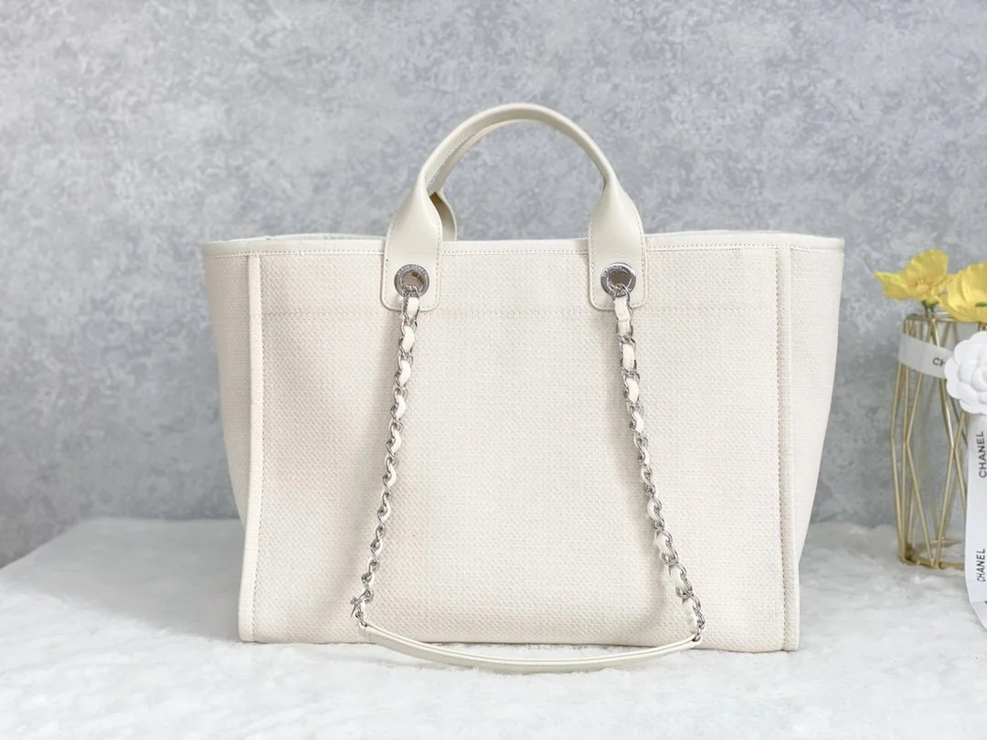 Chanel Small Shopping Bag Silver Hardware Cream For Women, Women’s Handbags, Shoulder Bags 15.2in/39cm AS3257