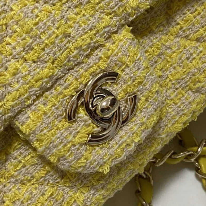 Chanel 20Cm Class-Flap Bag In Yellow Tweed 1116