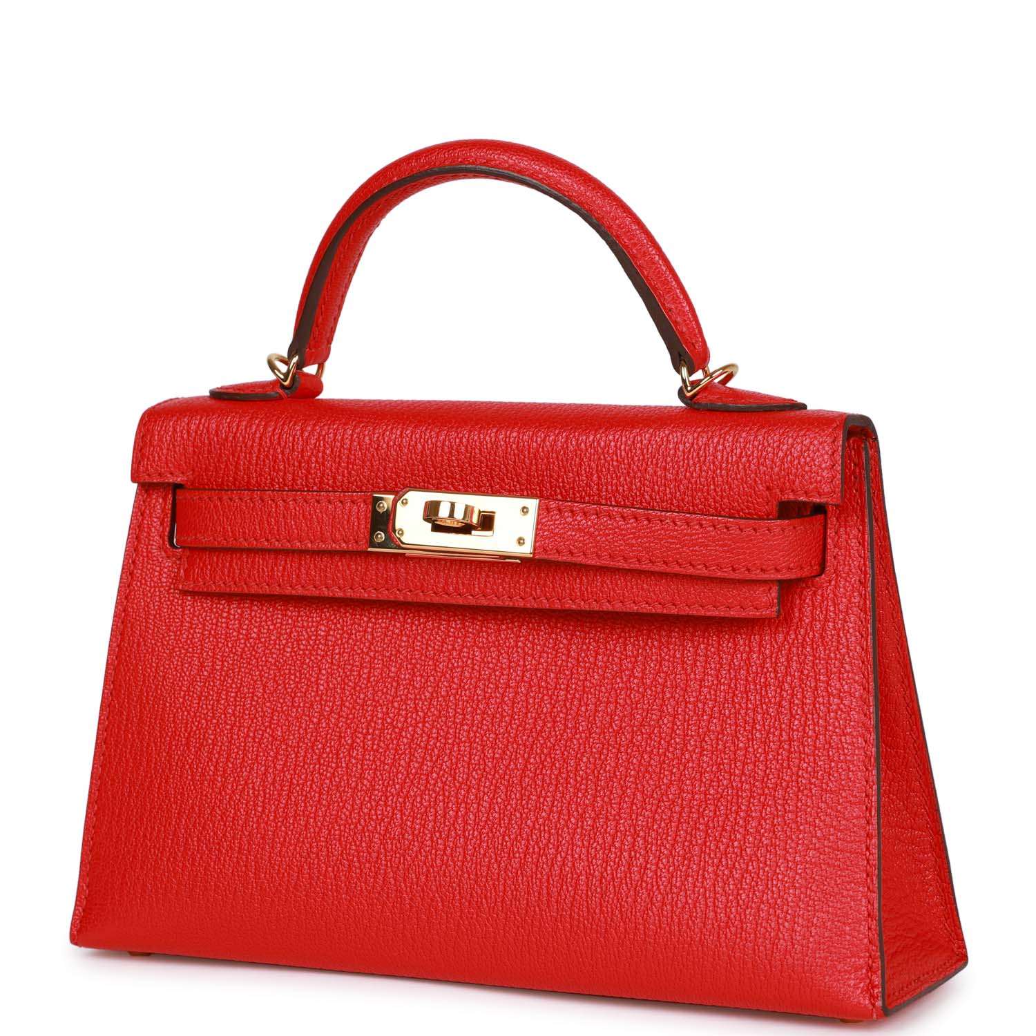 Pre-owned Hermes Kelly 20 Rouge de Coeur Chevre Mysore Gold Hardware
