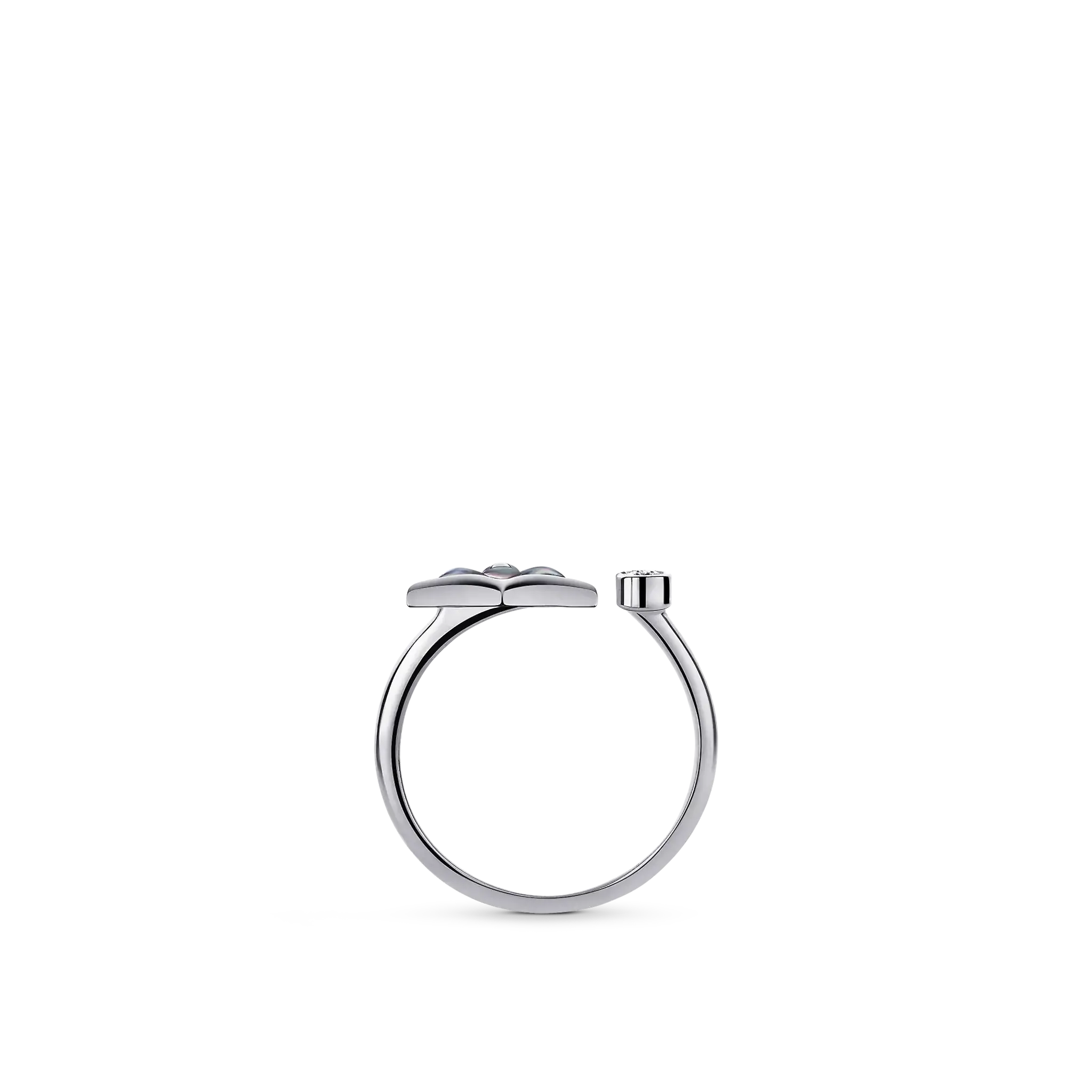 Color Blossom Mini Star White Gold, Gray Mother-of-Pearl and Diamond Ring
