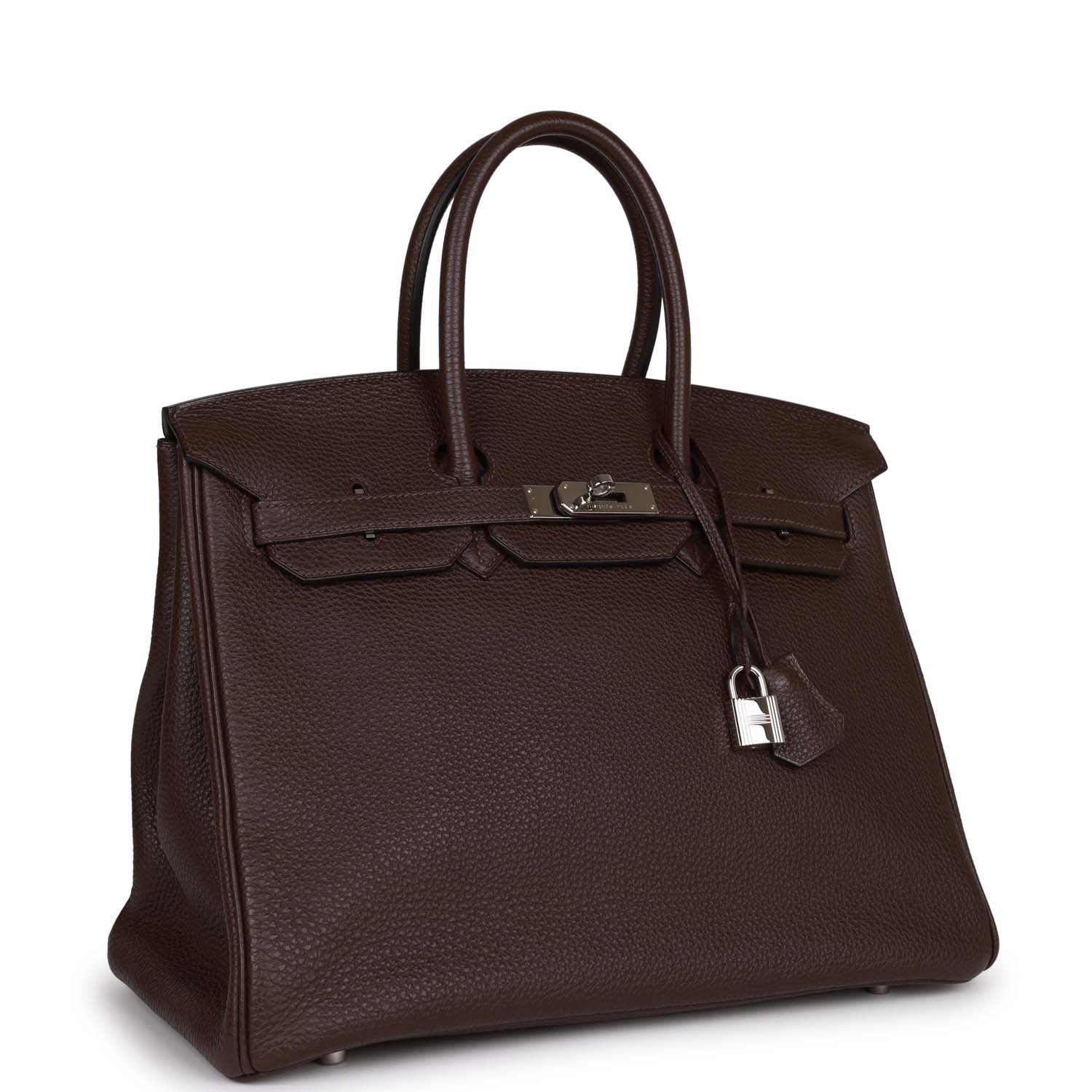Pre-owned Hermes Birkin 35 Chocolate Togo Palladium Hardware