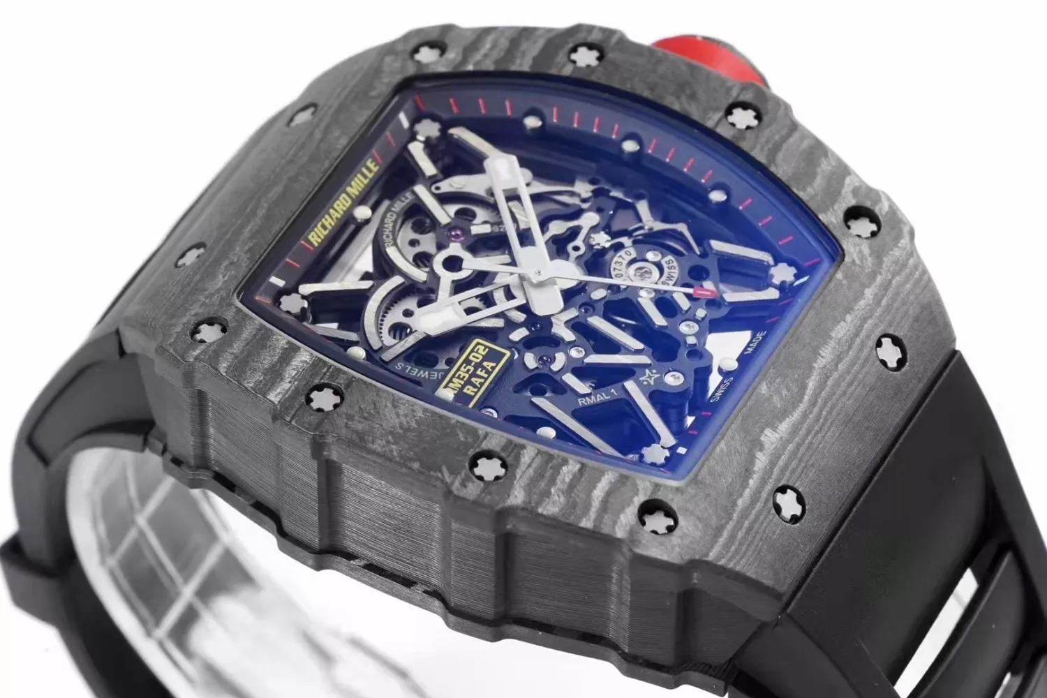 RM 35-02 Black Bezel Red Markers Black Rubber Strap ZF RUML3