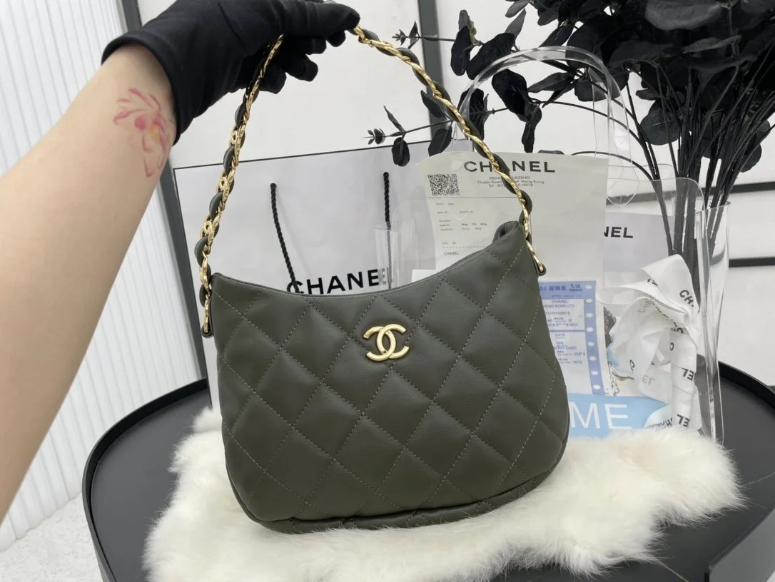 Chanel Hobo Handbag Emerald Green For Women, Women’s Bags 9.4in/24cm