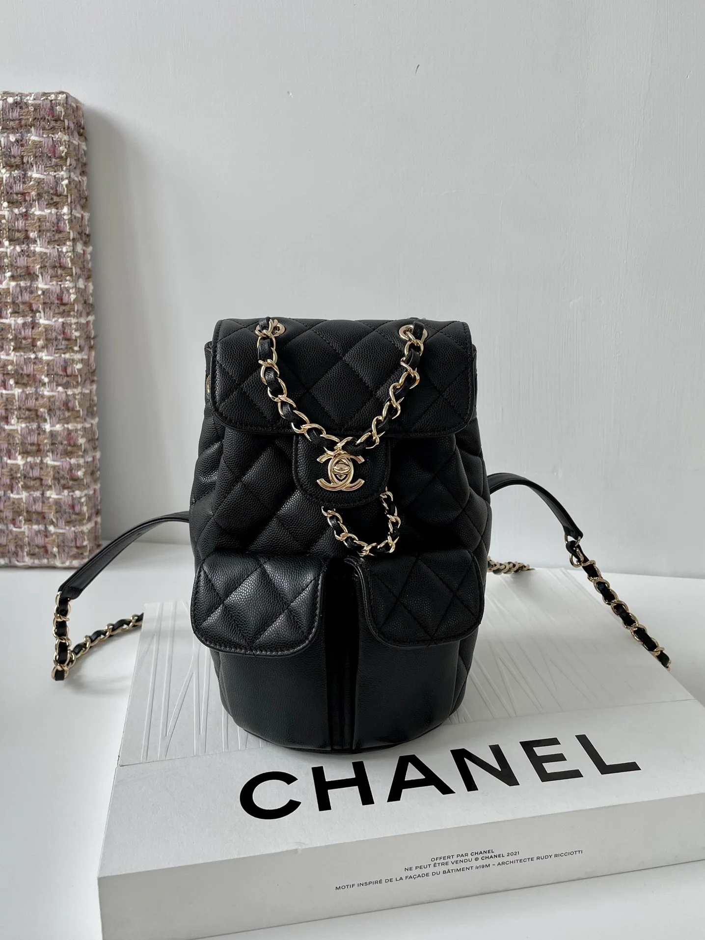 Chanel Medium BackPack Bag Black For Women, Women’s Bags 9.8in/25cm