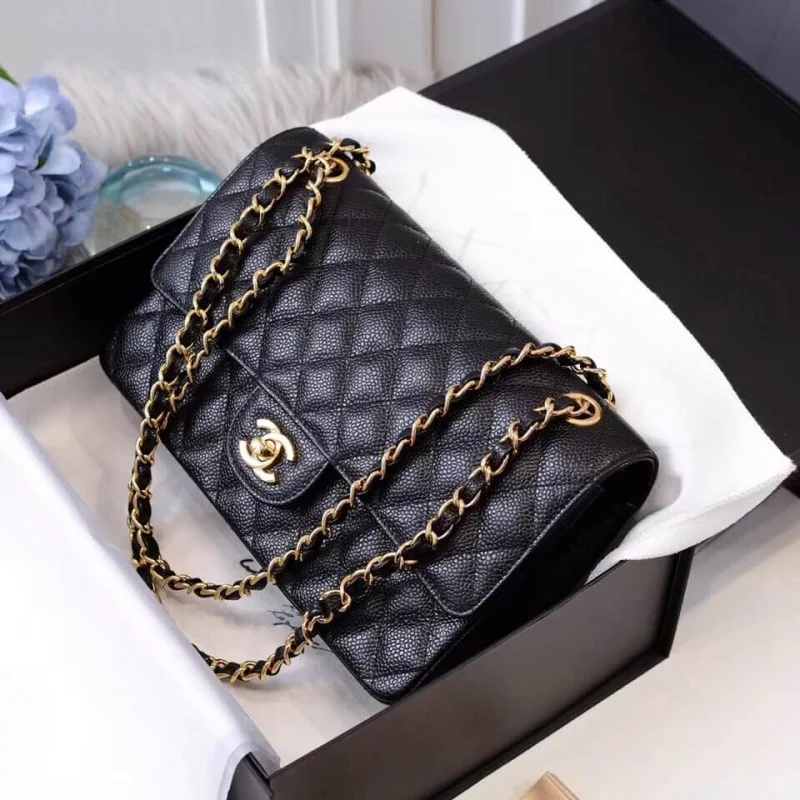 Chanel Caviar Calfskin Class-Flap Bag A01112 Black