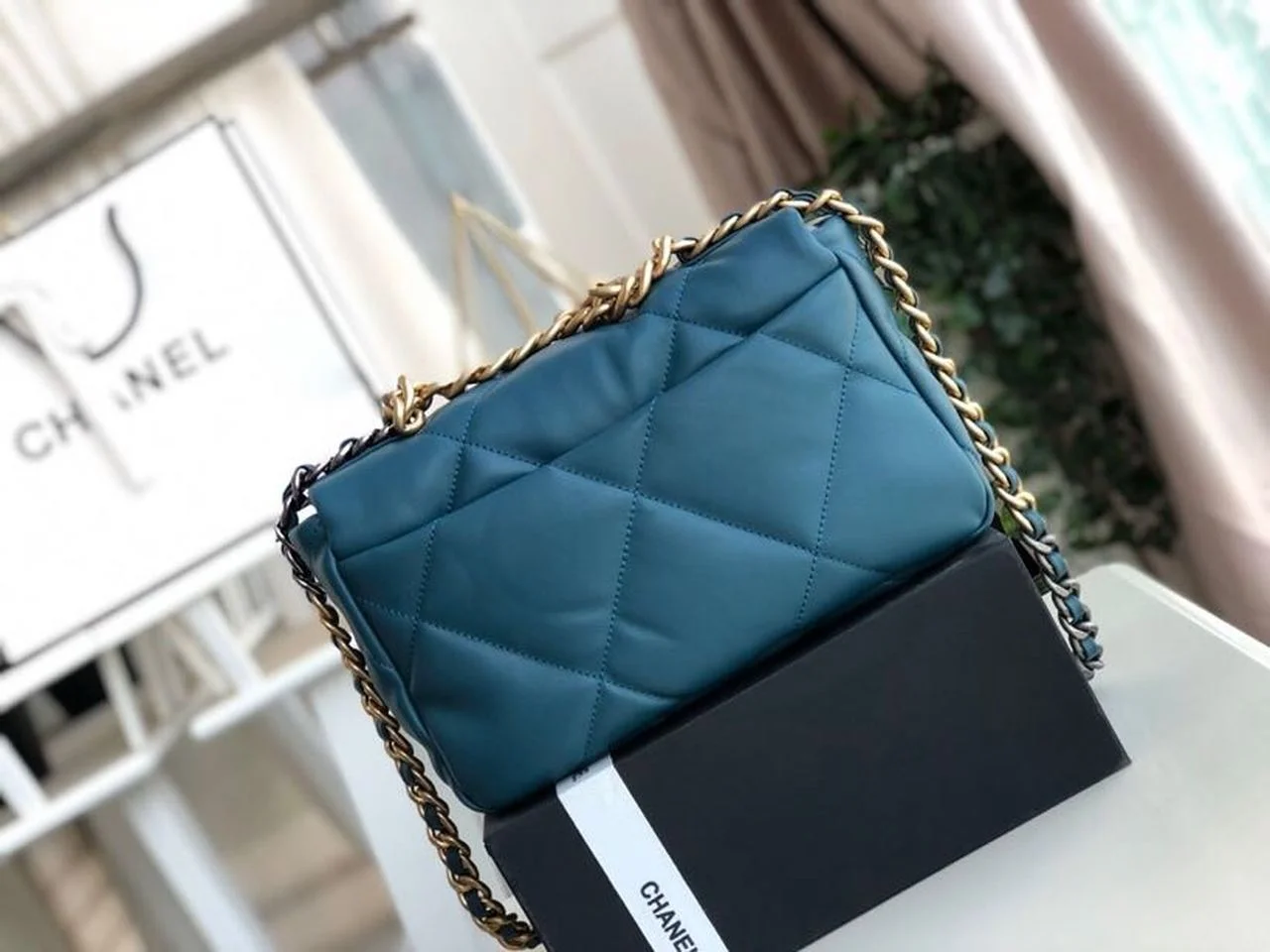 Chanel 19 Handbag Teal For Women, Women’s Bags, Shoulder And Crossbody Bags 10.2in/26cm AS1160
