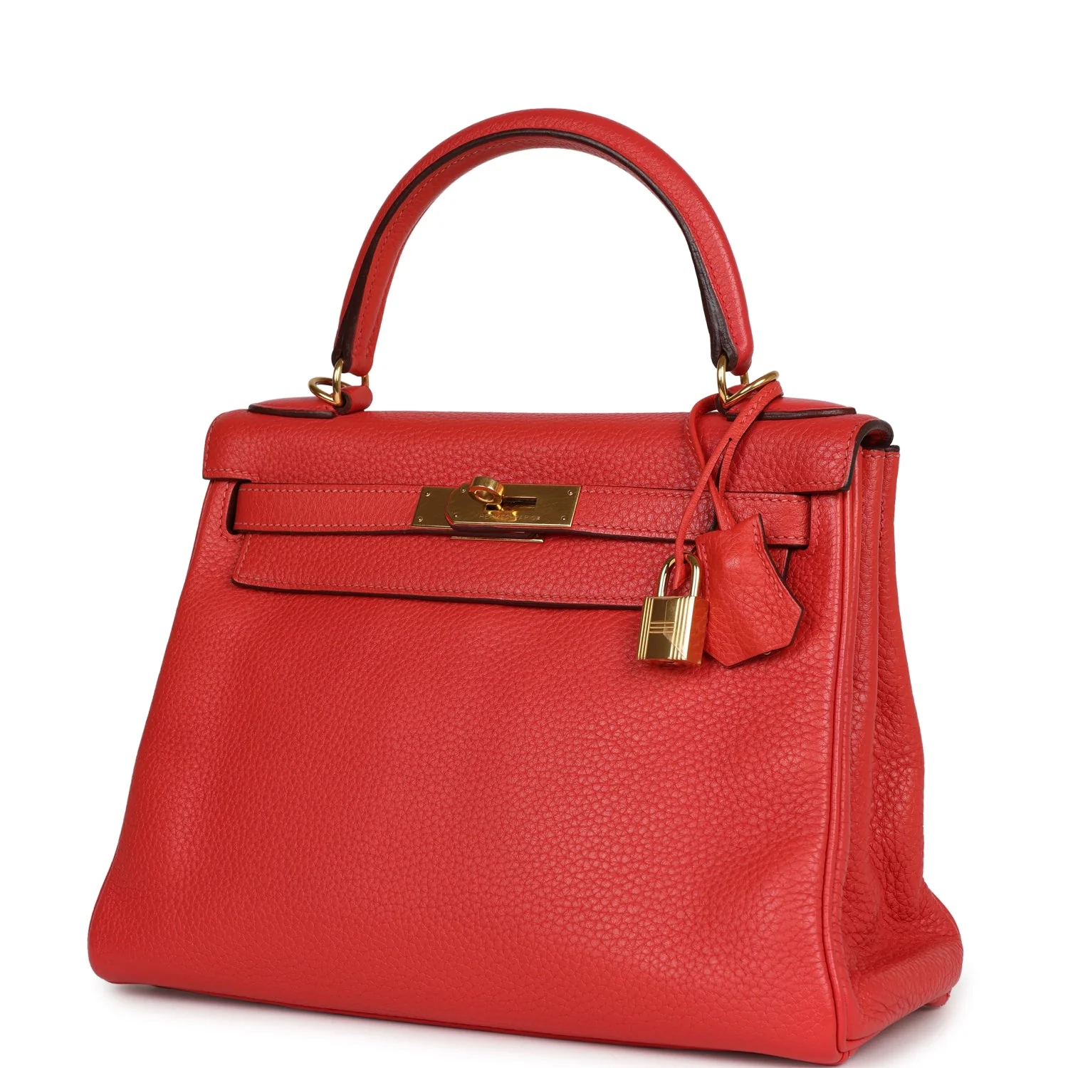 Pre-owned Hermes Kelly Retourne 28 Rouge Pivoine Togo Gold Hardware