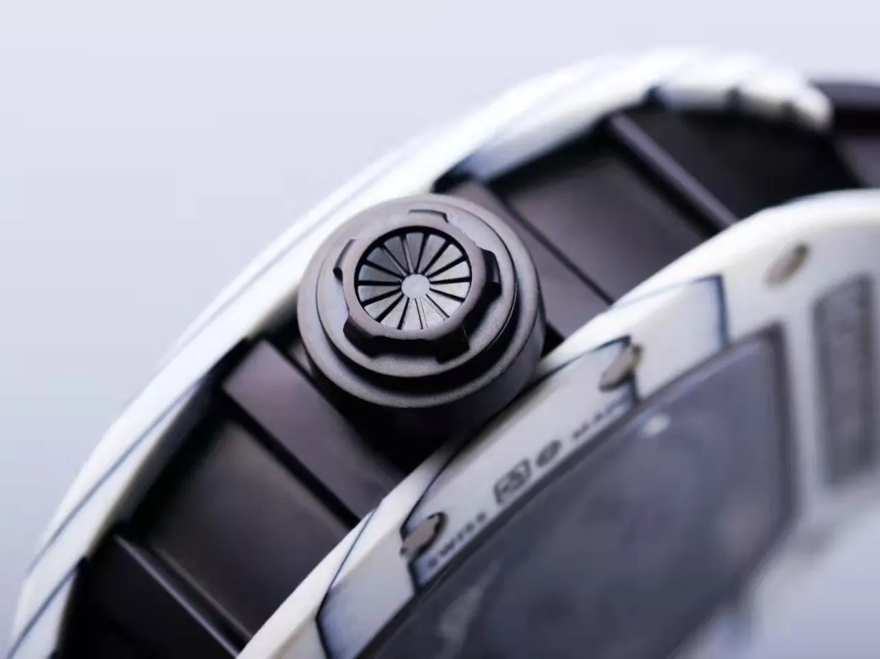 RM 52-01 Skull Black Dial White Bezel Black Rubber Strap JB Tourbillon