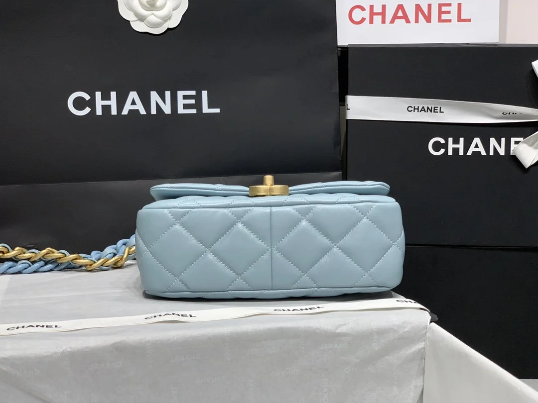 Chanel Small Flap Bag Gold-Tone Metal Blue Bag For Women 16cm/6.2in