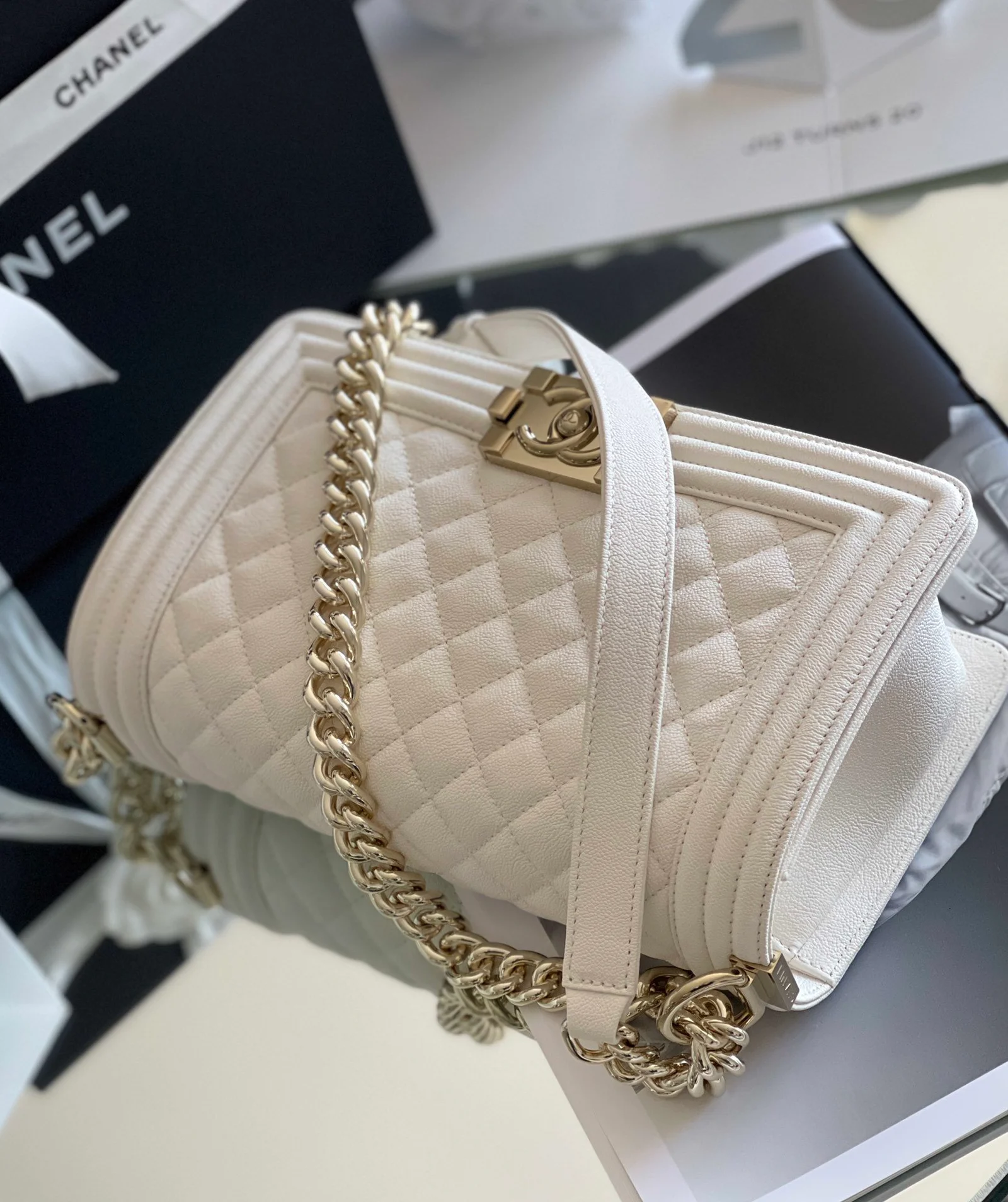 Chanel Medium Classic Flap Bag 25cm White For Women A67086
